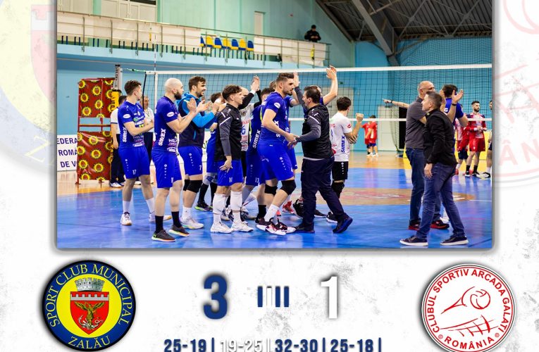 SCM Volei Zalău câștigă meciul de acasă cu campioana Arcada Galați (scor 3-1)