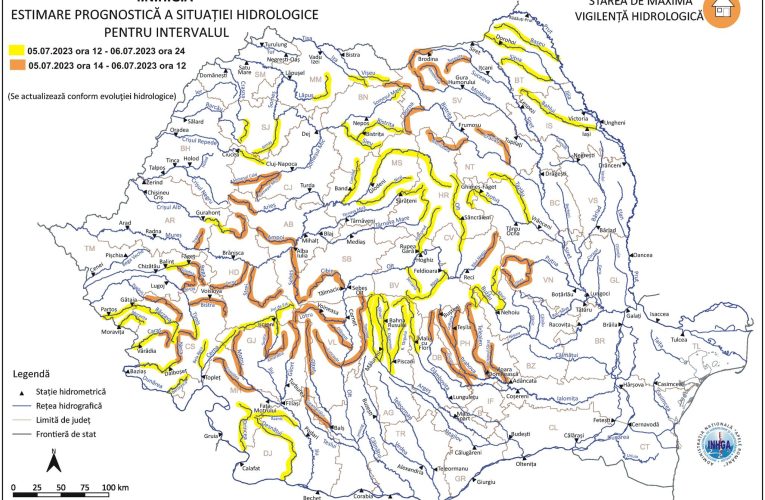 Cod galben de viituri pe râuri din județul Sălaj până mâine la 9.00