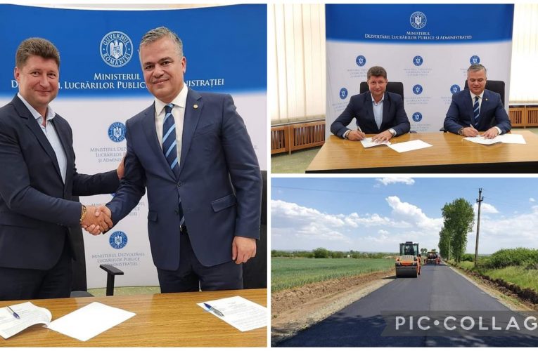 Primarul Marian Mirișan a semnat contractul de 2 milioane euro pentru asfaltarea drumurilor comunale