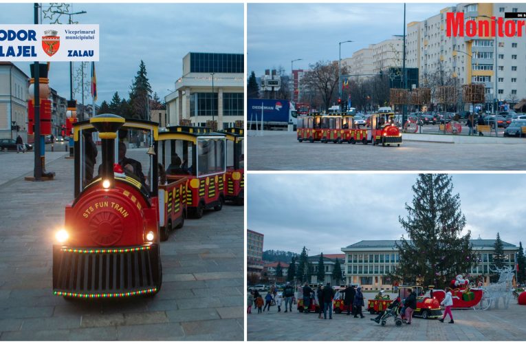 Viceprimarul Teodor Bălăjel a adus trenulețul lui Moș Crăciun în centrul Zalăului