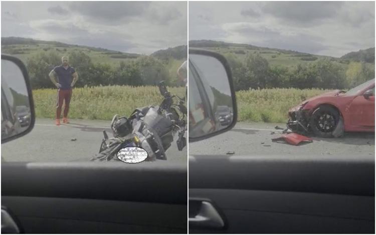 Accident pe drumul Cluj-Zalău! Un motociclist a lovit un bolid Porche condus de un zălăuan