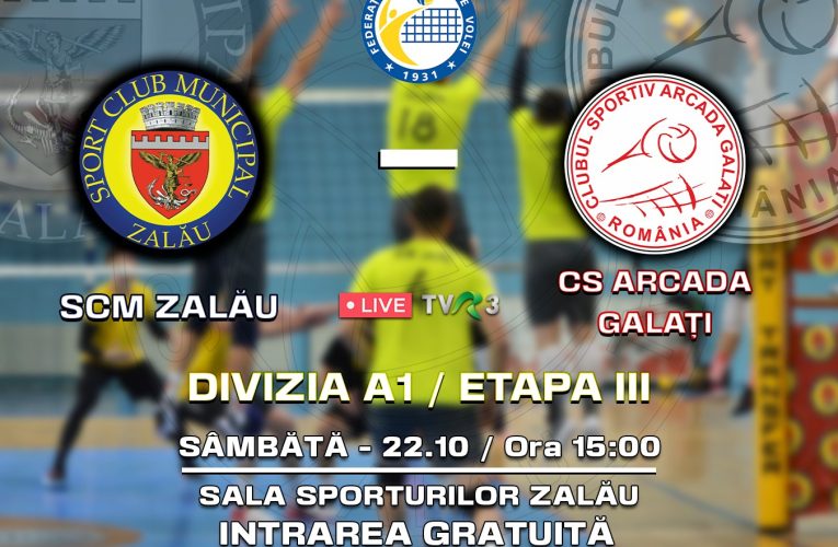 Derby în voleiul masculin| SCM Zalău primește vizita campioanei Arcada Galați