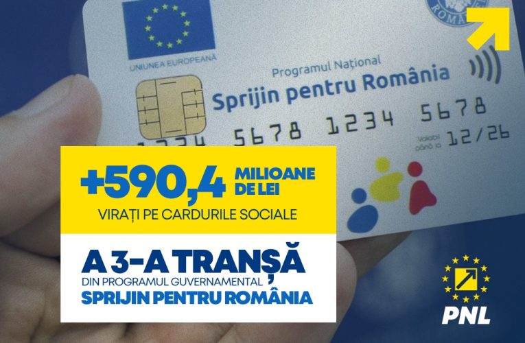 Guvernul a virat peste 590 de milioane de lei pe cardurile sociale