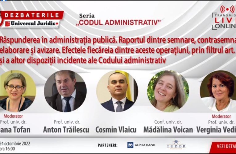 VIDEO| Secretarul gen. al jud. Sălaj, Cosmin Vlaicu, speaker la DEZBATERILE „CODUL ADMINISTRATIV”