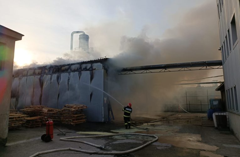 Incendiu puternic la fabrica de mobilă din Cehu Silvaniei
