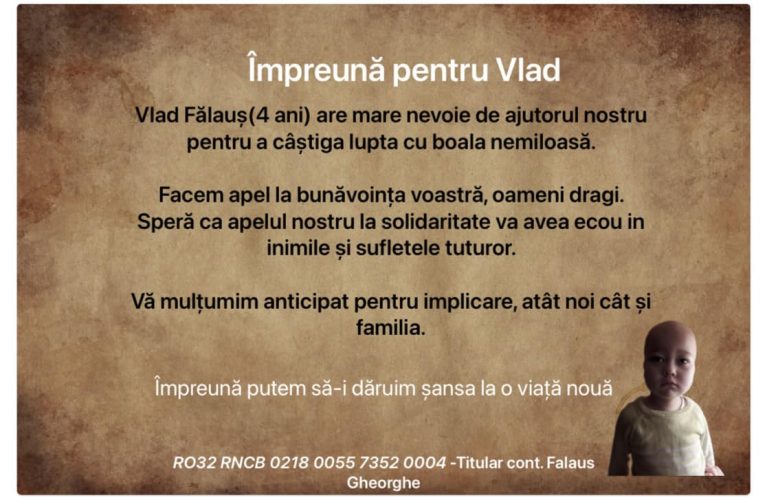 Apel umanitar! Un băiețel de 4 anișori are nevoie urgentă de ajutorul nostru !