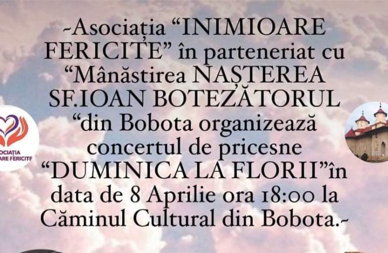 Concert caritabil de pricesne „Duminica la Florii”, organizat la Bobota