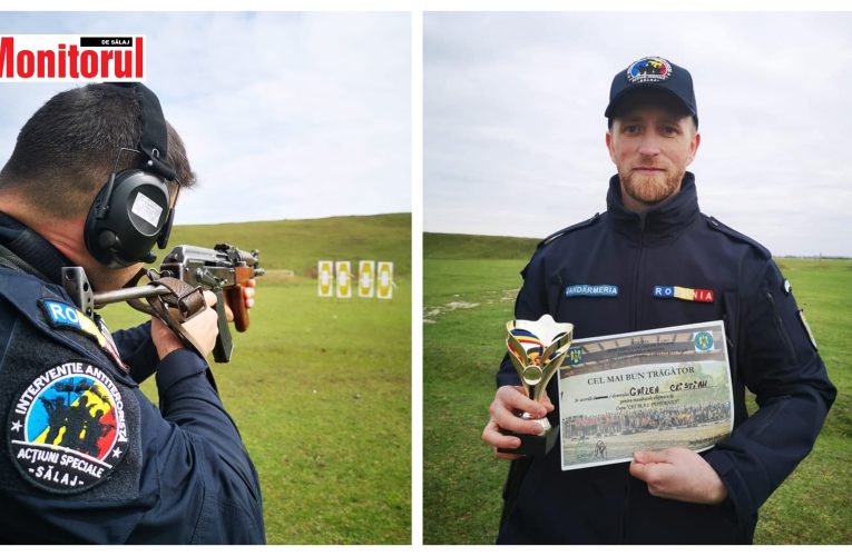 Jandarmul Ghilea Cristian a câștigat titlul de cel mai bun trăgător la un concurs în Satu Mare