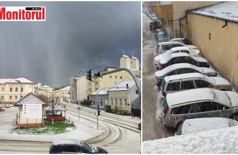 VIDEO| Zalăul a fost lovit de grindină. Străzile acoperite cu gheață