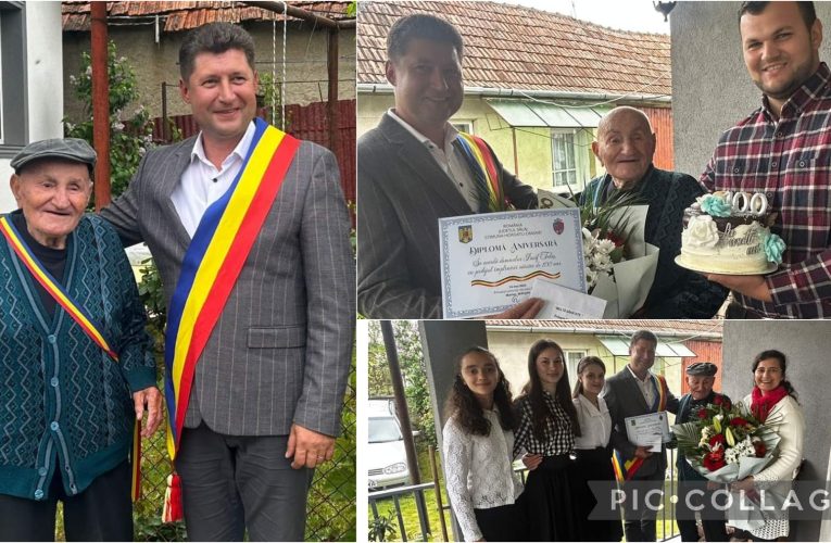 Taloș Iosif din Stârciu sărbătorit la 100 de ani de Primăria Horoatu Crasnei