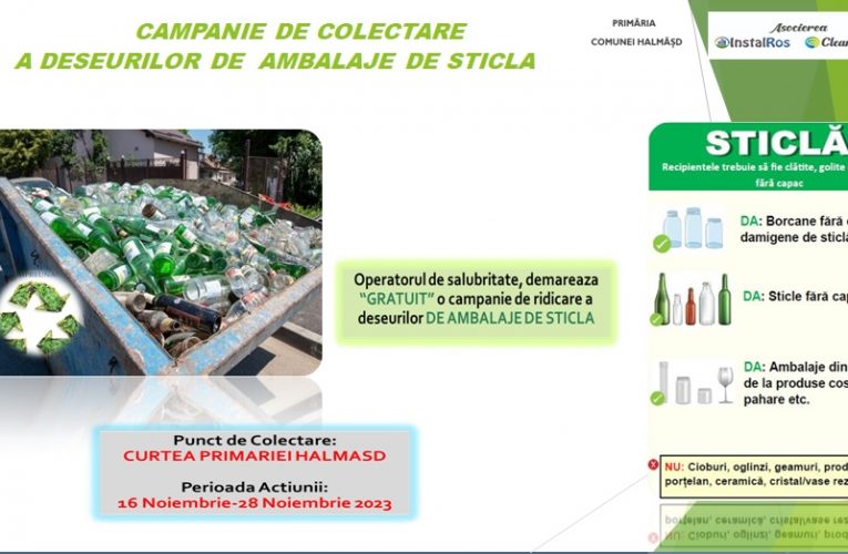 Halmășd | Campanie de colectare a deșeurilor de ambalaje de sticlă