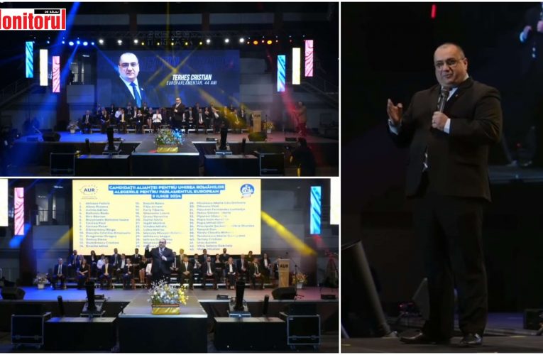 VIDEO| Terheș aplaudat la scenă deschisă! AUR și-a lansat la Timișoara candidații la alegerile europarlamentare