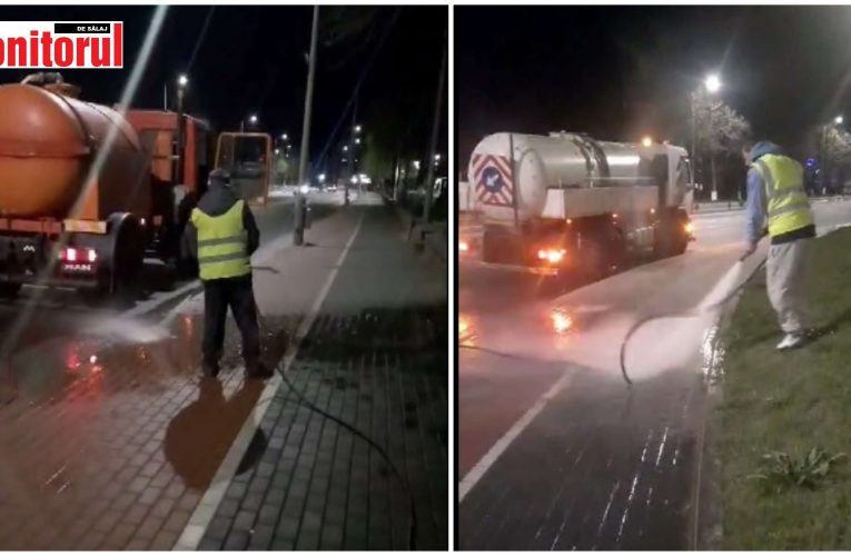 Citadin a demarat o amplă acțiune de spălare a trotuarelor din Zalău