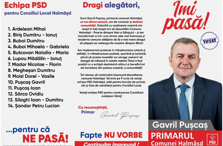 Primarul Pușcaș Gavril își prezintă echipa cu care va câștiga alegerile pe 9 iunie la Halmășd