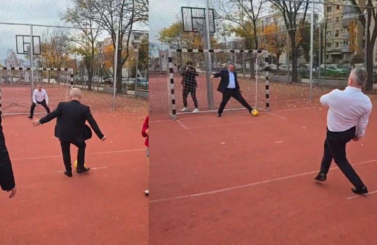 VIDEO| Emil Boc, pariu la fotbal în Cluj cu Lucian Bode. Cine a câștigat?