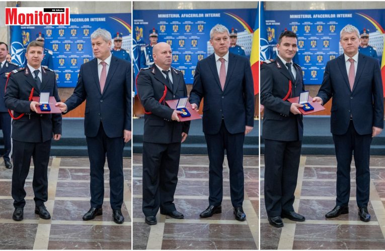 Trei pompieri din cadrul ISU Sălaj au primit „Emblema de onoare a MAI”