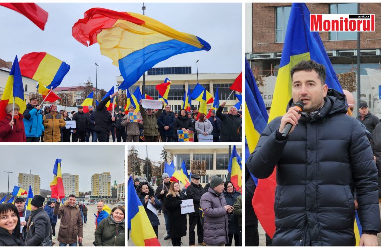 VIDEO| Sute de cetățeni din tot județul Sălaj au participat la protestul AUR de la Zalău