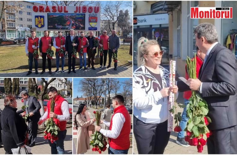Echipa PSD Jibou dăruit peste 500 de flori doamnelor și domnișoarelor de 8 Martie