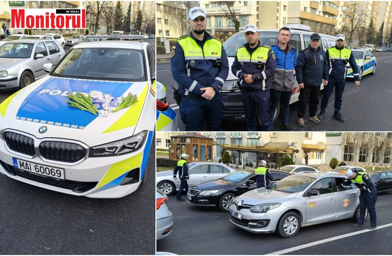 Flori și mărțișoare oferite în trafic de polițiștii sălăjeni