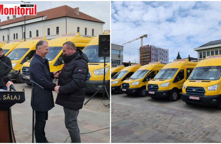 Primarul Alin Pocol a primit de la CJ Sălaj un microbuz școlar electric nou