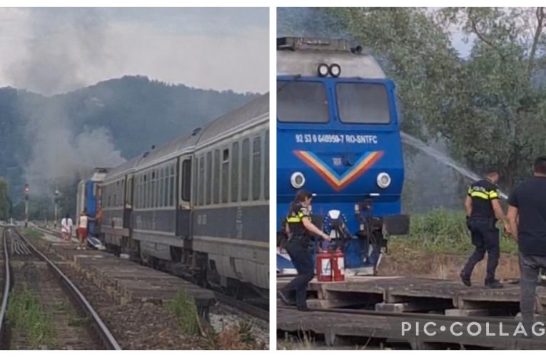 Locomotivă CFR cuprinsă de flăcări în Băbeni
