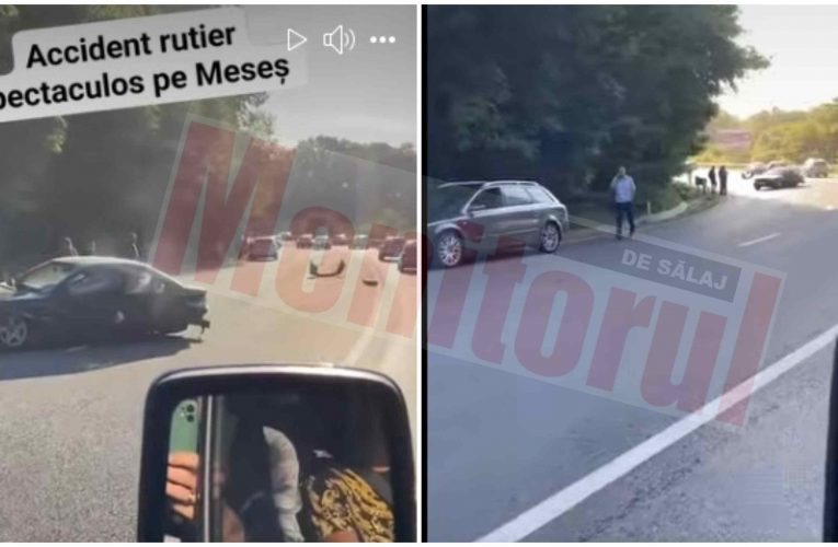 VIDEO|Mai multe autoturisme implicate într-un accident rutier pe Meseș, la intrare în Zalău