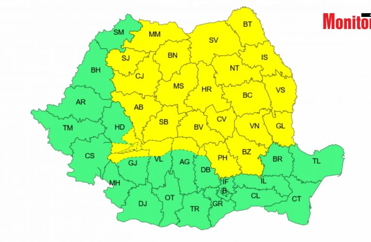Cod galben în Sălaj: descărcări electrice, vijelii și izolat grindină