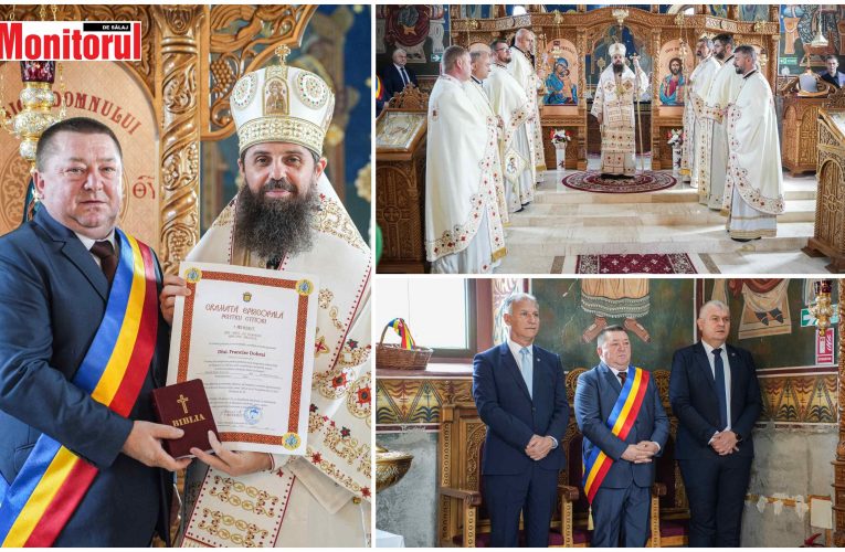 Episcopul Benedict i-a dăruit primarului Comumnei Hereclean, Dobrai Francisc, Gramata episcopală