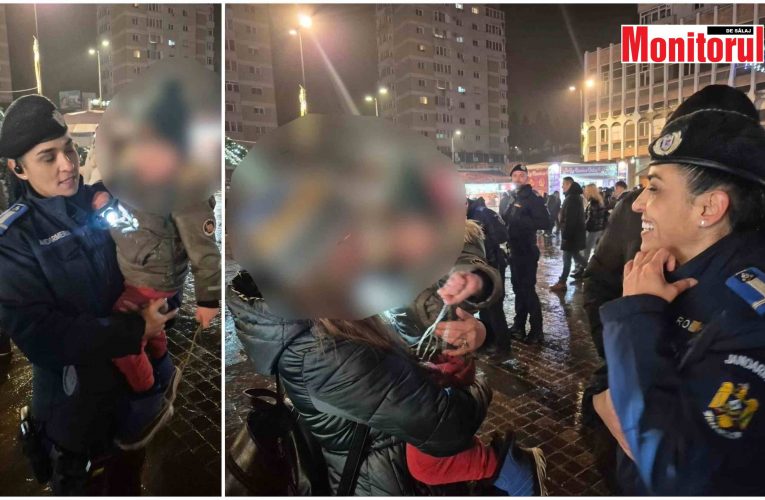 Jandarmerița Oana a găsit în timp record un copil pierdut la Târgul de Crăciun din Zalău