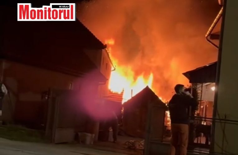 Incendiu puternic în Zalău pe strada Crasnei