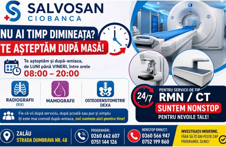 Servicii RMN / CT non-stop la Policlinica Salvosan Ciobanca Zalău