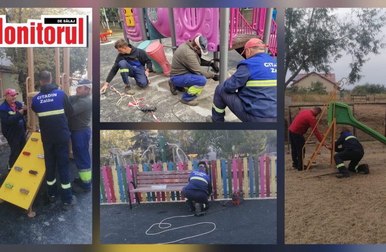 Citadin execută lucrări de reparații și întreținere a parcurilor de joacă