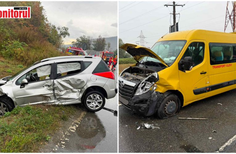 Accident rutier pe drumul național între Jibou și Var! Implicat un microbuz școlar cu 6 minori