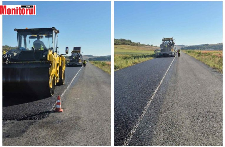Se toarnă ultimul strat de asfalt pe drumul județean între Ip și Camăr